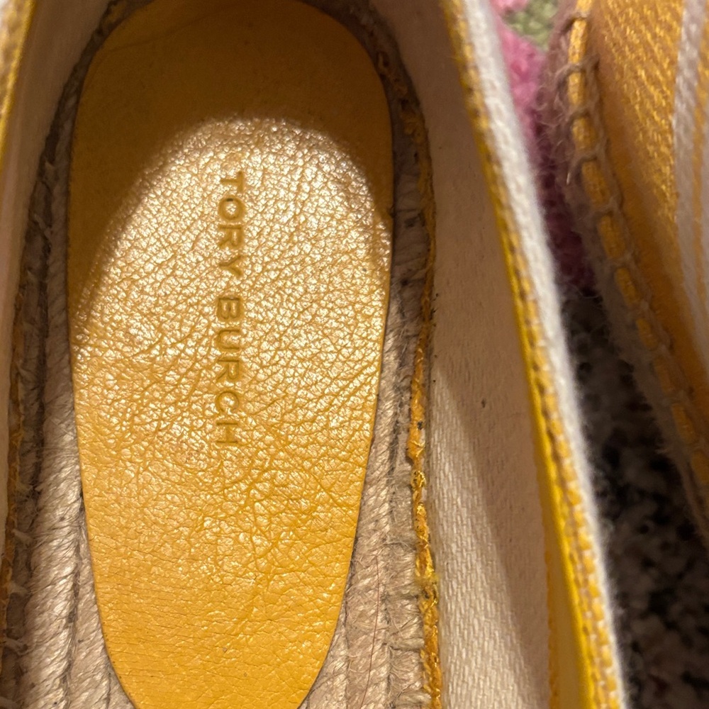 Tory Burch Yellow Canvas Logo Espadrilles - Picture 3 of 7